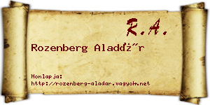 Rozenberg Aladár névjegykártya