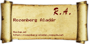 Rozenberg Aladár névjegykártya